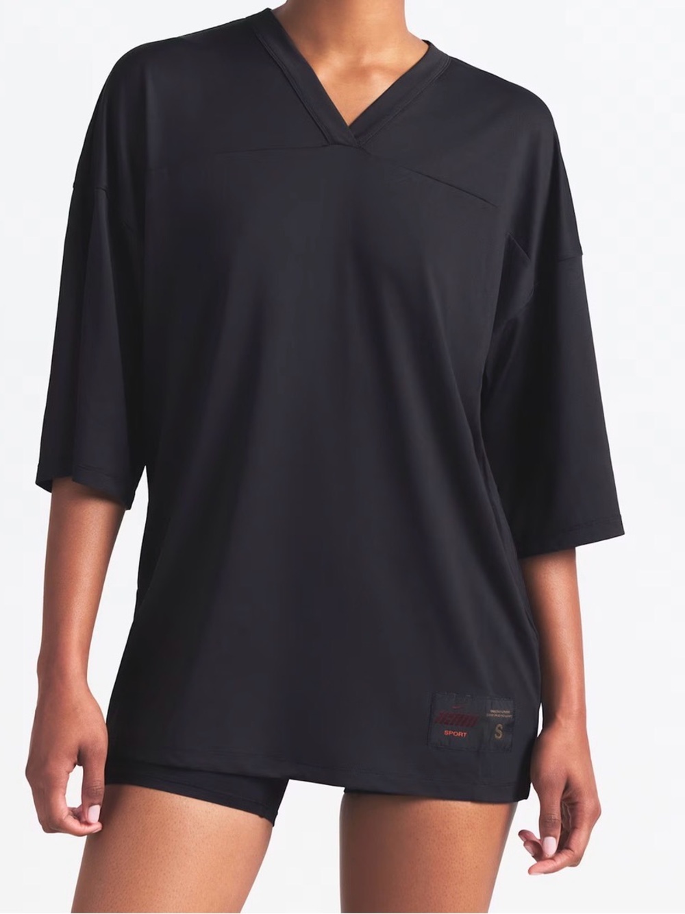 NikeSKIMS Black V-Neck Oversized Women's Jersey Top